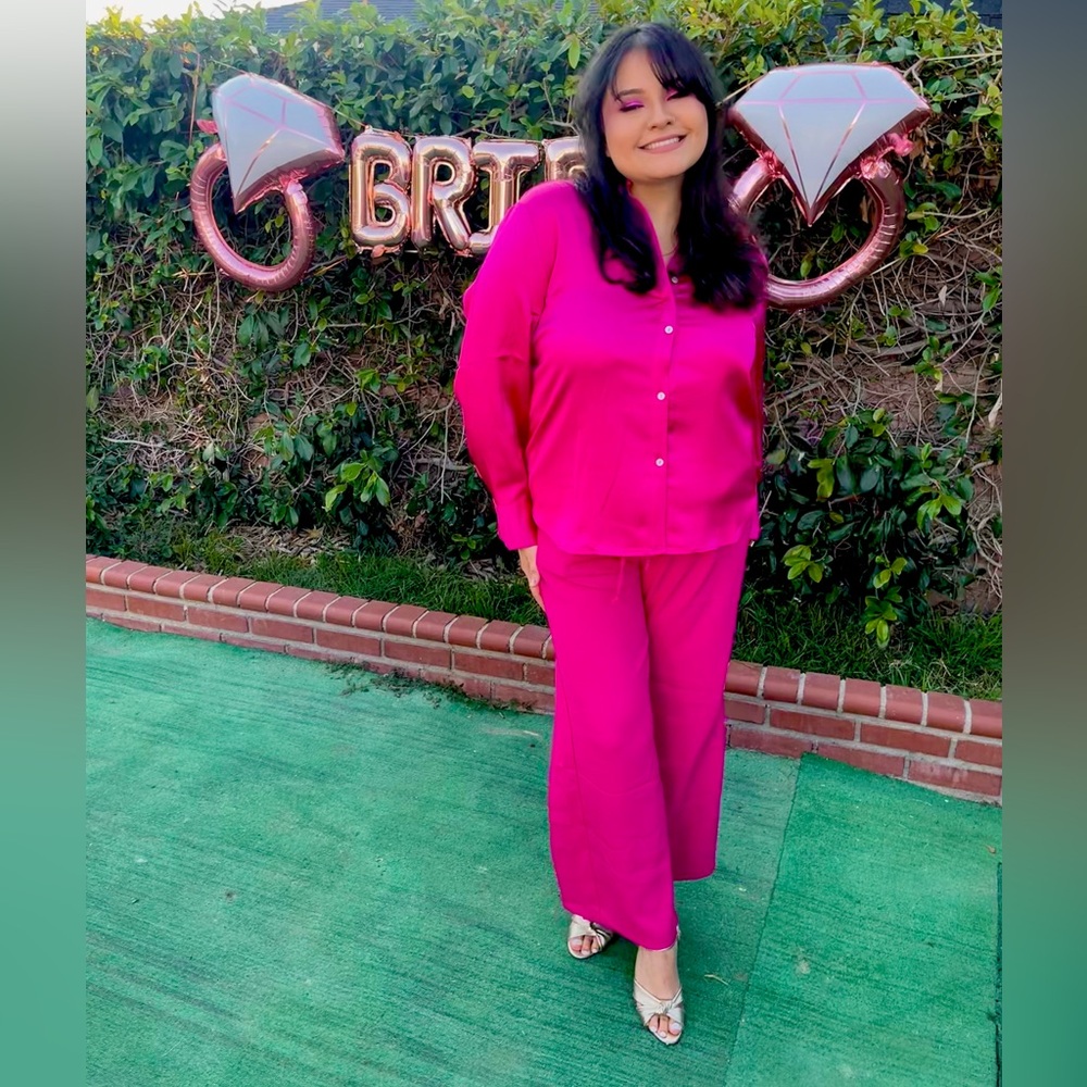 Chic Fuchsia Wide Leg Pants